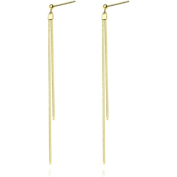 Solid 925 Sterling Silver Tassel Chain Dangle Earrings for Women Teens Long Dangle Drop Earrings Minimalist