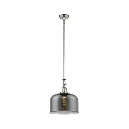 

Polished Nickel Tone Mini Pendants 12 Wide Plated Smoke Glass Steel/Cast Brass Medium Base LED 1 Light Fixture