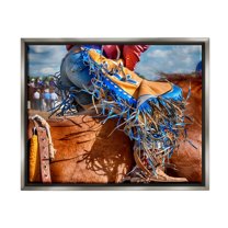 Stupell Industries Cowboy at Rodeo Photography Animals & Insects Photography Gray Floater Framed Art Print Wall Art, 21 x 17