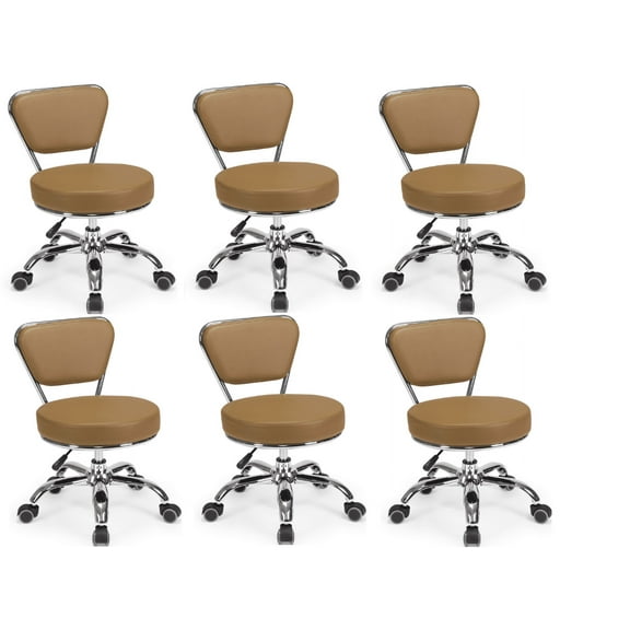 Set of 6 Dayton Pedicure Stool (Cappuccino) Pneumatic, Adjustable Height, Perfect for Nail Salon, Pedicure spa