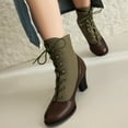 thumbnail image 4 of NECHOLOGY Botas Mujer Adulto Femenino Zapatos Botines mujer Botas de mujer de tamaño de comercio exterior, botas de tacón medio con cordones a juego de colores para otoño e invierno (Brown, 7.5), 4 of 7