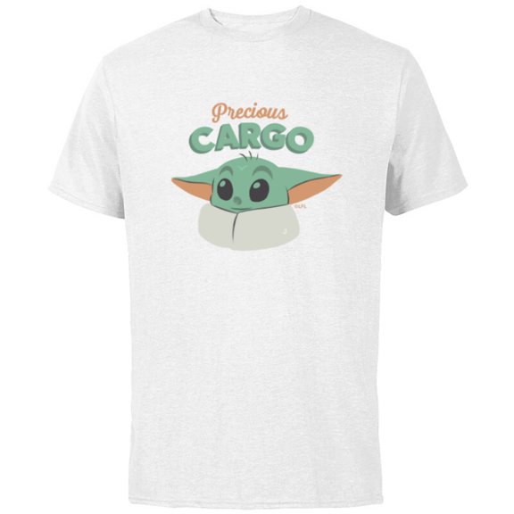 Star Wars The Mandalorian Grogu Precious Cargo - Short Sleeve Cotton T-Shirt for Adults - Customized-White