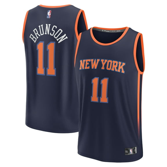 Men's Fanatics Jalen Brunson Navy New York Knicks Fast Break Replica Player Jersey - Statement Edition