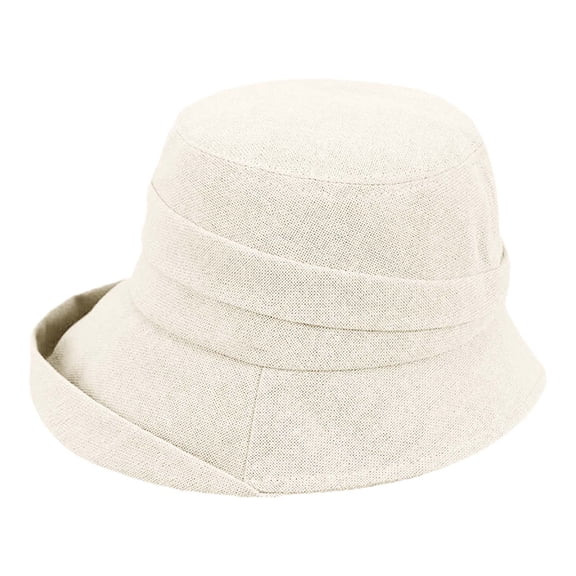 Fgnfyis Summer Women's Linen Fisherman Sun Hat Breathable Outdoor Travel Beach Headwear White One Size