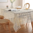 thumbnail image 1 of 140x160cm Mantel de encaje de ganchillo, camino de mesa romántico rectangular con bordado Vintage para cocina y comedor, 1 of 5