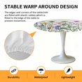 thumbnail image 6 of Flowers Leaves Elastic Fitted Round Table Cover Watercolor Plant Waterproof Outdoor Tablecloth for Holiday Party, Picnic, Patio & Dining Fits Tables Up to 45"-54", 6 of 8