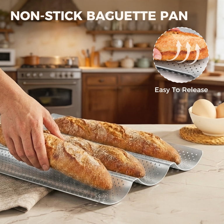 Kitessensu Perforated Baguette Pan, 3 Loaves 15" x 9" photo 2