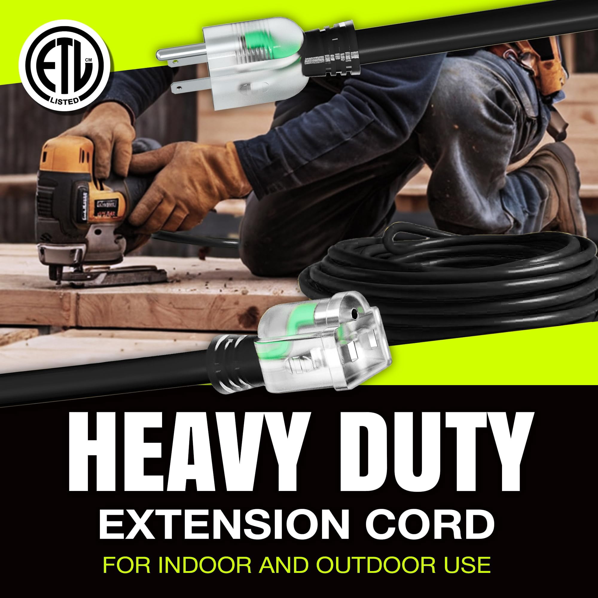 LifeSupplyUSA Waterproof Electric Drop 100ft Power Extension Cord