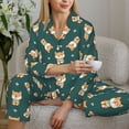 thumbnail image 4 of Salouo Cute Shiba Pattern Women's Pajamas Set Long Sleeve Button Down Sleepwear Soft Pj Lounge Sets for women 2 Piece Pjs Set with Long Pants -XX-Large, 4 of 8