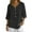 Black, variant on Womens Khaki 3/4 Sleeve Notch V-Neck Button-Front Blouse, Relaxed Fit Wrinkle-Resistant Tunic Top for Casual Office Layering Daily Outfits,Size L