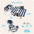thumbnail image 6 of Ostrich The Deluxe Backpacker Portable Beach Chair with Insulated Cooler Bag, Blue Stripe, 6 of 13
