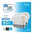 thumbnail image 6 of Great Value 18 Year LED Light Bulbs A19 60 Watts Equivalent, E26, Dimmable Daylight Clear Glass, 12 Pack, 6 of 11