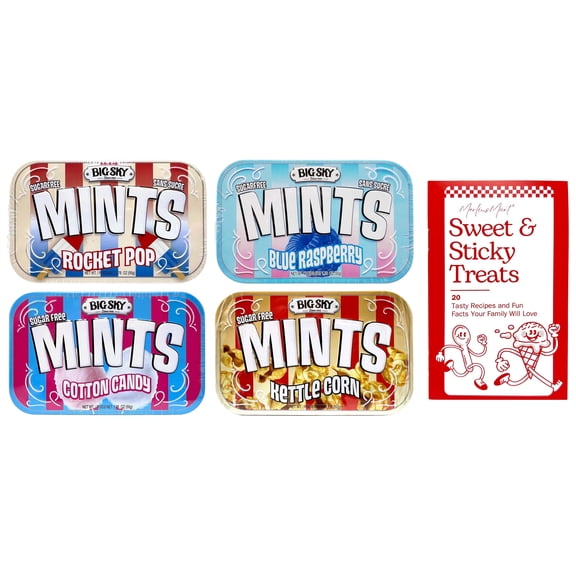 Sugar-Free Mints - 4 Flavors - 1 Each: Rocket Pop, Blue Raspberry, Cotton Candy, Kettle Corn (1.76 oz)   MerlinsMart Zine | Big Sky