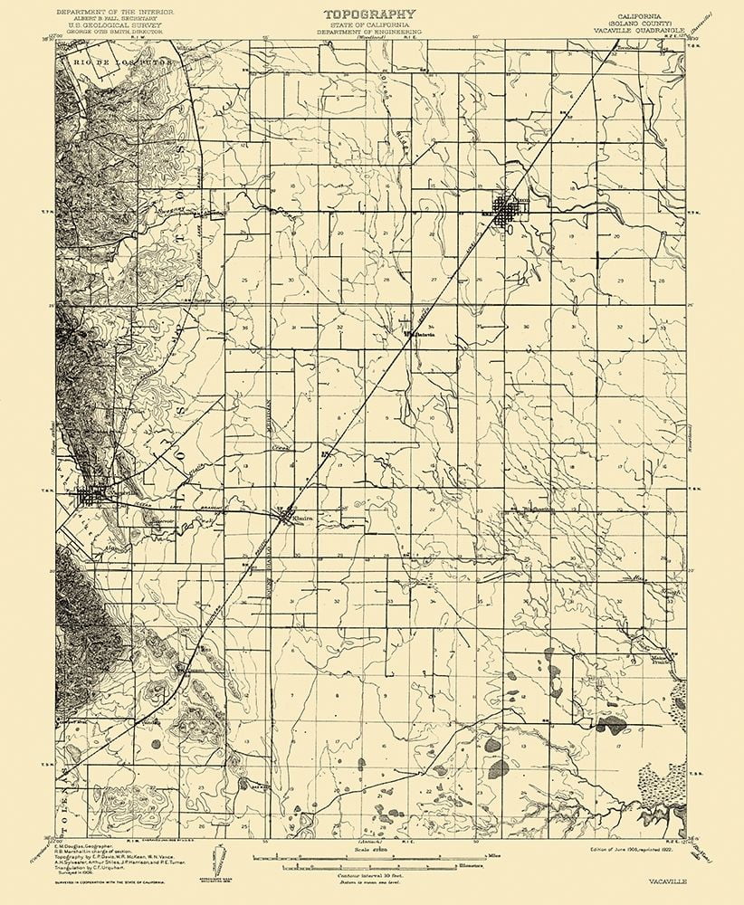 Vacaville California Quad USGS 1908 Poster Print by USGS USGS (36 x