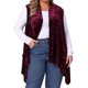 thumbnail image 1 of Cárdigan de mujer plus size GRACE & GRANDEUR, jacquard de terciopelo sin mangas, con dobladillo asimétrico, abierto, chalecos ligeros casuales 4X burdeos, 1 of 5