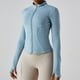 thumbnail image 5 of Camiseta deportiva de manga larga para mujer, Top transpirable para entrenamiento en gimnasio, chaquetas de nailon para Yoga con cremallera y agujeros para los dedos, 5 of 5