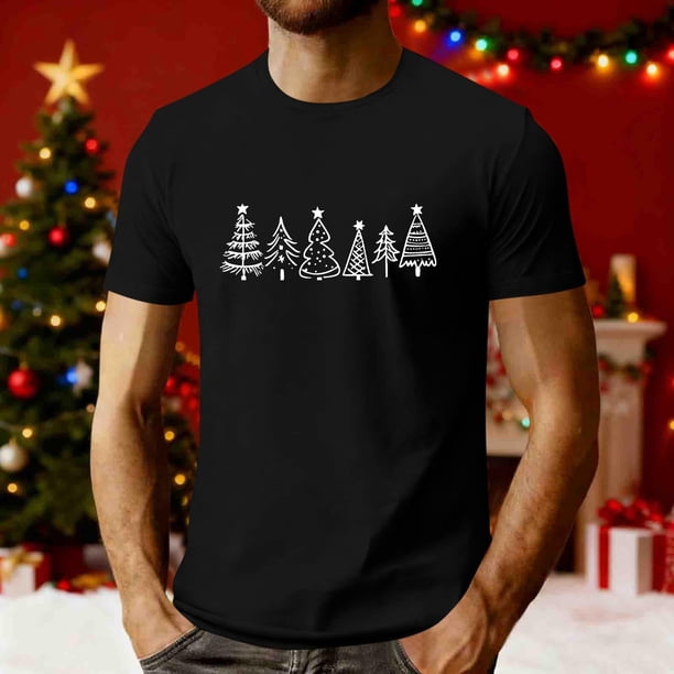 Tops para hombre, blusas y camisas de cuello redondo y manga corta para hombre, camisetas deportivas informales con estampado navideño a la moda para hombre, blusas de cuello redondo y manga corta, bl