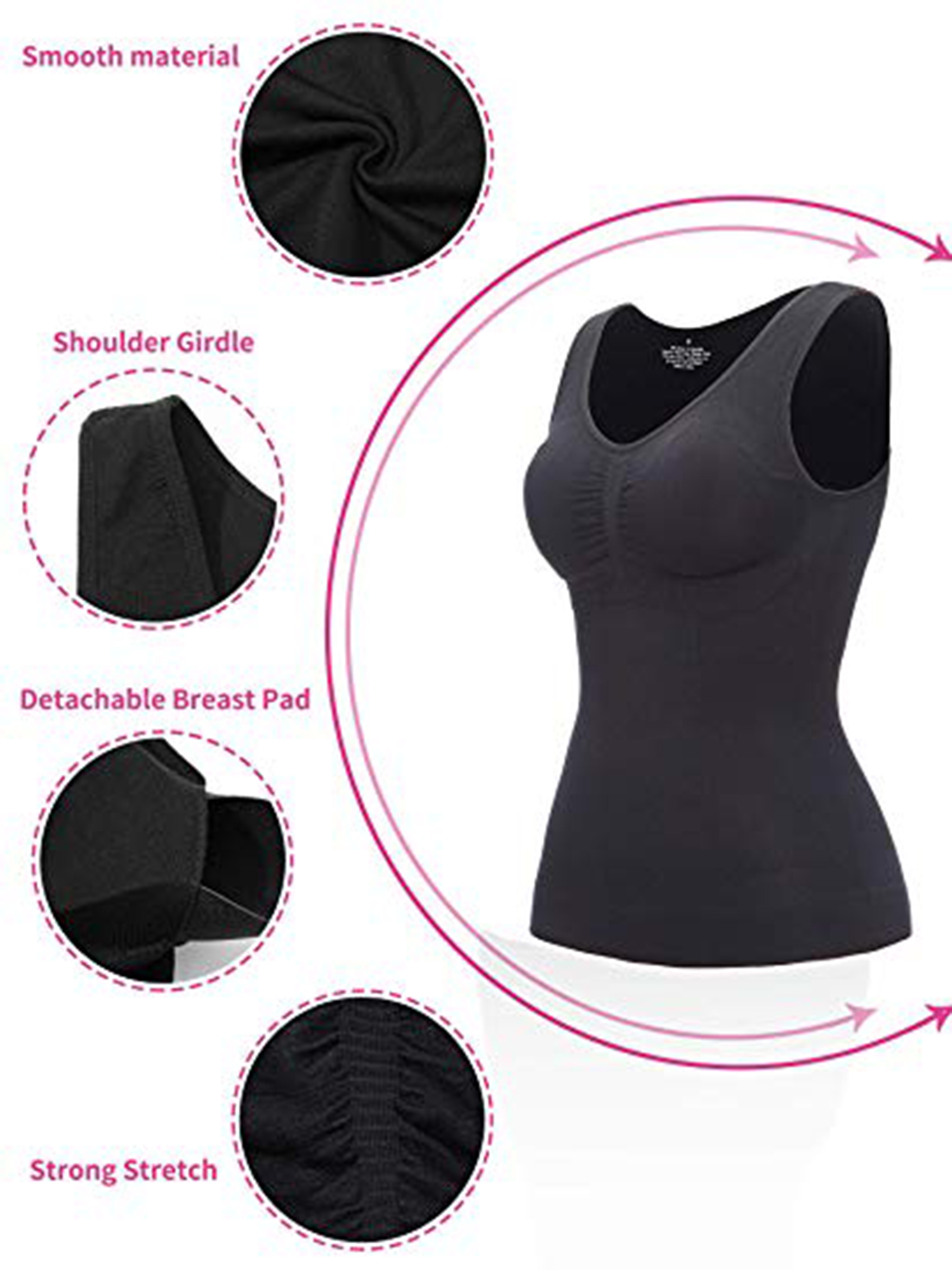 VASLANDA Women's Tummy Control Shapewear Tank Top - Seamless Compression Cami
