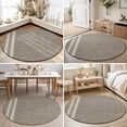 thumbnail image 5 of Flax Gray Round Living Room Rugs 6 ft, Oatmeal Beige Woven Fabric Texture Rustic Farmhouse Washable Area Rug with Non-Slip Sturdy Edge Binding Round Carpet for Kitchen Office Bedroom, 5 of 9