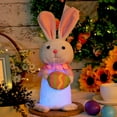 thumbnail image 4 of Lighted Pink Plush Easter Bunny, 12.6"x5.1" Handmade Huggable Rabbits Couple with Lights, Light Up Easter Basket Rabbits Girls' Gift, Party Favor Figurine for Spring Tabletop Holiday Room, 4 of 6
