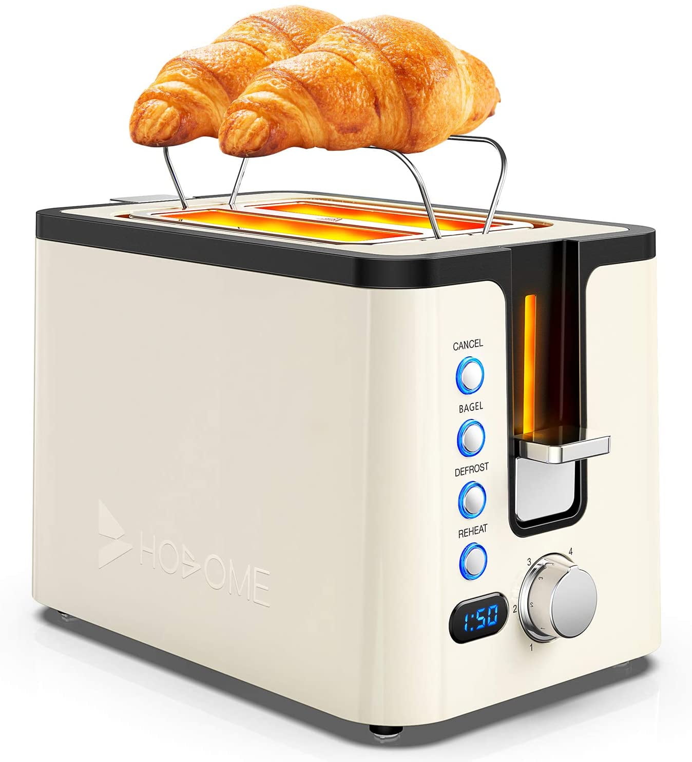 Toaster 2 Slice, Hosome Stainless Steel Bread Bagel Toaster Extra Wide