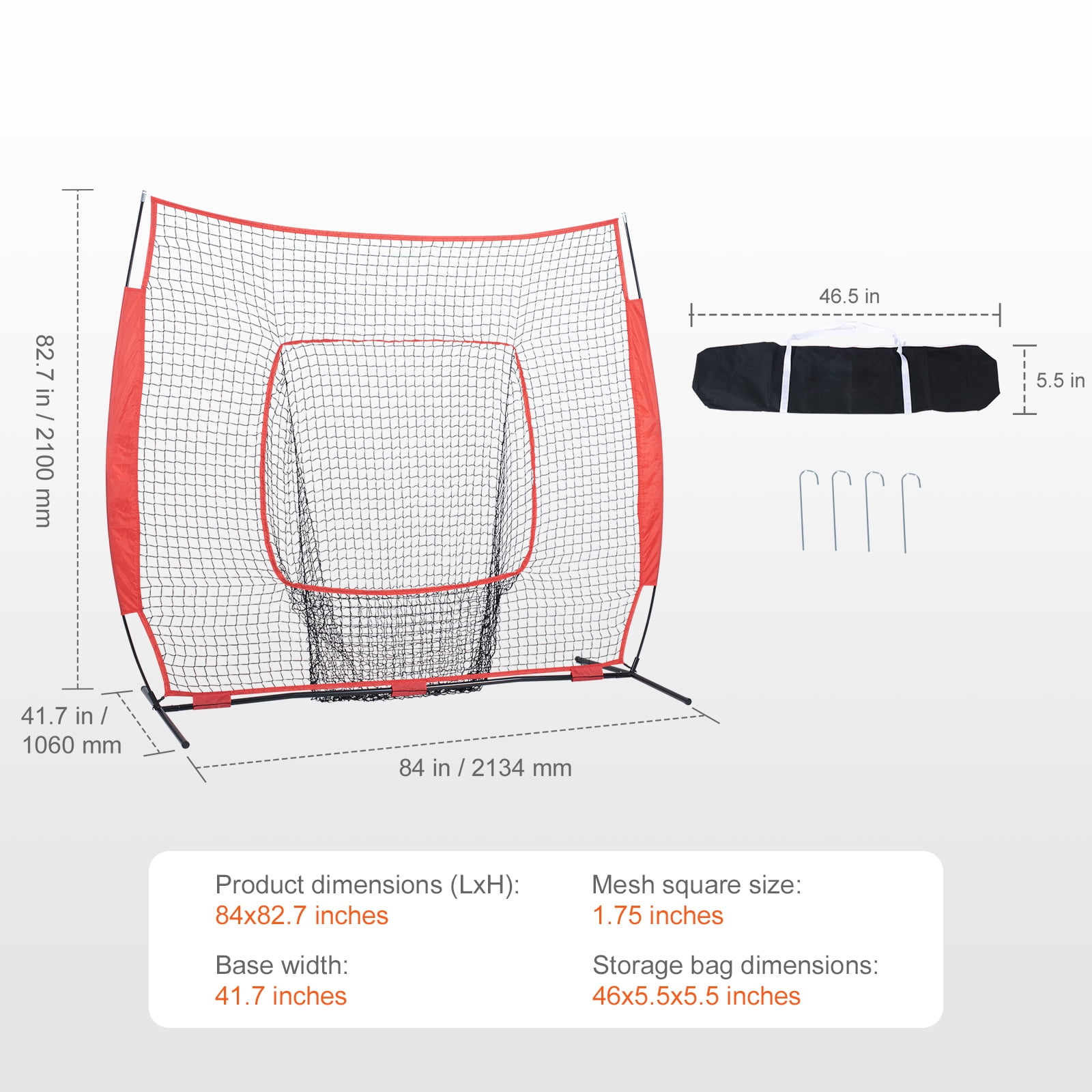 KFFKFF 7x7 ft Net for Baseball and Softball Practice, Mobile Training Equipment for Batting, Catching, and Pitching, Baseball Backstop Training Tools with Transport Bag and Strike Zone