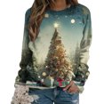 thumbnail image 5 of Meichang Chandails en Molleton de Noël pour Femmes Manches Longues Raglan Imprimé Arbre de Noël Pull Col Rond Confortables Automne Costumes de Noël pour Femmes, 5 of 5