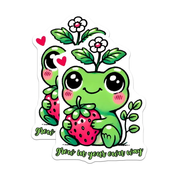 (2 Pack) Cute Frog Grow in Your Own Way Magnets - Animal Themed Magnets - Inspirational Magnets for Kids - 5" On Longest Side - for Cars, Fridges, Toolboxes - Made in USA - MAG3723