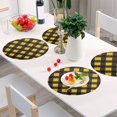 thumbnail image 6 of Ryvnso Art Yellow Checkered Grid Pattern Round Plate Mats Dining Table Placemat Set of 4 for Holiday Decoration, 6 of 7
