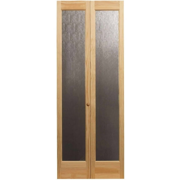 AWC Model 937 Aspen Full Glass Bifold Door 24"wide x 80"high Unfinished Pine