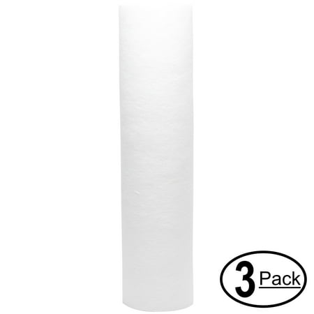 

3-Pack Replacement for Watts 500221 Polypropylene Sediment Filter - Universal 10-inch 5-Micron Cartridge for WATTS PREMIER FULL FLOW 500221 WHOLE HOUSE FILTER - Denali Pure Brand