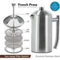 thumbnail image 3 of Double-Wall Stainless Steel Coffee Press - 17 oz - Insulated French Press Coffee Maker for Camping & Travel - Non Plastic Design, 3 of 9