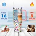 thumbnail image 4 of 40oz Pioneer Colorful Floral Stainless Steel Flip Straw Tumbler with Lid and Straw Spill Proof Travel Cup Double Wall Vacuum Insulated Coffee Mug with Handle Pink, 4 of 7