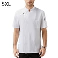 thumbnail image 2 of Cocina de algodón Uniforme de manga corta Cocina de verano delantal Botones Trajes cómodos Camisas para hombres Suministros para hombres para restaurante Blanco 5XL Advancent LF000328-07, 2 of 7