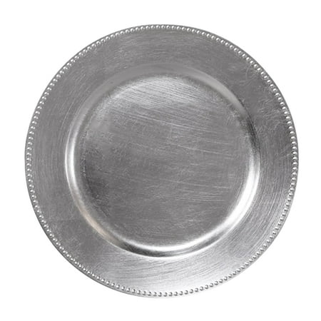 

24 Pack | Silver Beaded Plastic Charger Plates