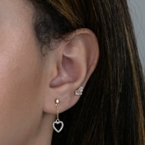 Anygolds 14K Real Solid Gold 0.14ctw Diamond Heart Dangle Earrings - MER0394Y Yellow Gold