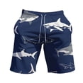 thumbnail image 4 of Shark Print Swim Trunks for Men Beach Outdoor Water Sports with Secure Zipper Pockets Blue L, 4 of 7
