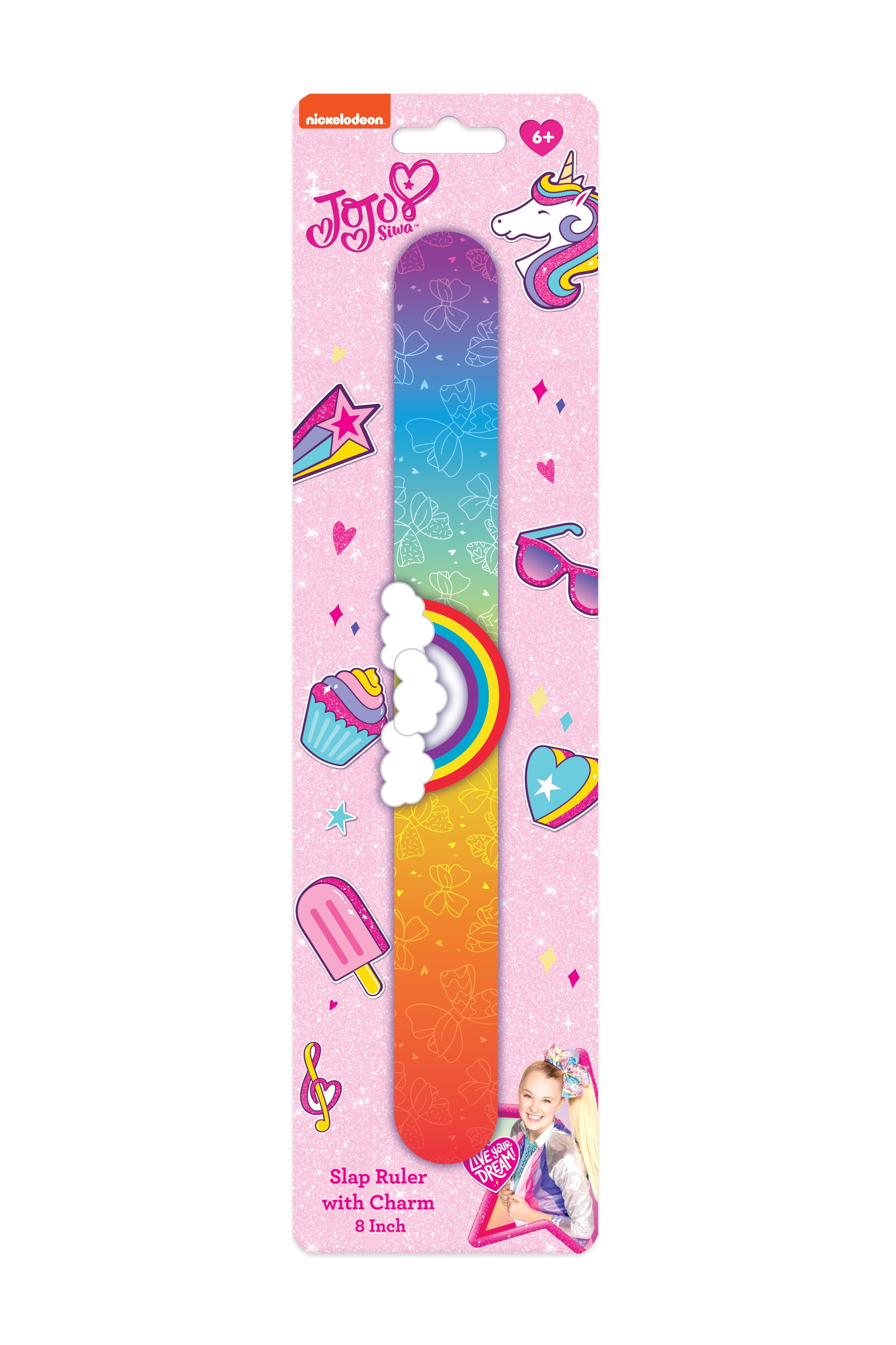 Nickelodeon JoJo Siwa Holographic Slap Bracelet and Ruler with Rainbow Charm