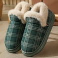 thumbnail image 3 of Slipper Boots for Women Casual Plaid Plush Platform House Shoes Comfortable Memory Foam Soft Sole Home Booties Green Size 5.5, 3 of 6