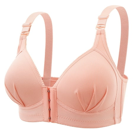 

LowProfile Push Up Bra for Women No Steel Ring Thin Soild Front Button Breathable Gathers Underwear Comfort Bras 44/100