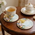 thumbnail image 4 of SIYTUAU Easter Rabbit Coasters Set Non Slip Absorbent Silicone Drink Coasters For Coffee Table Home Decor 6 Count 4 Inch, 4 of 6