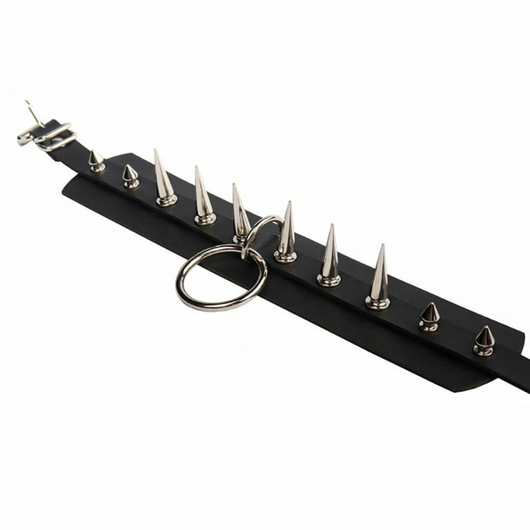 New O-Round Punk Rock Gothic Chokers Women Men PU Leather Silver Color  Spike Rivet Stud Collar Necklace Statement Steam Punk Party Jewelry