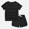 thumbnail image 4 of XZNPDUCQ Toddler Baby Girl Summer Clothes Set Outfit Short Sleeve T-Shirt and Shorts 2Pcs Suit for Girls Short T-shirt Sets 5-6 Years Black, 4 of 9