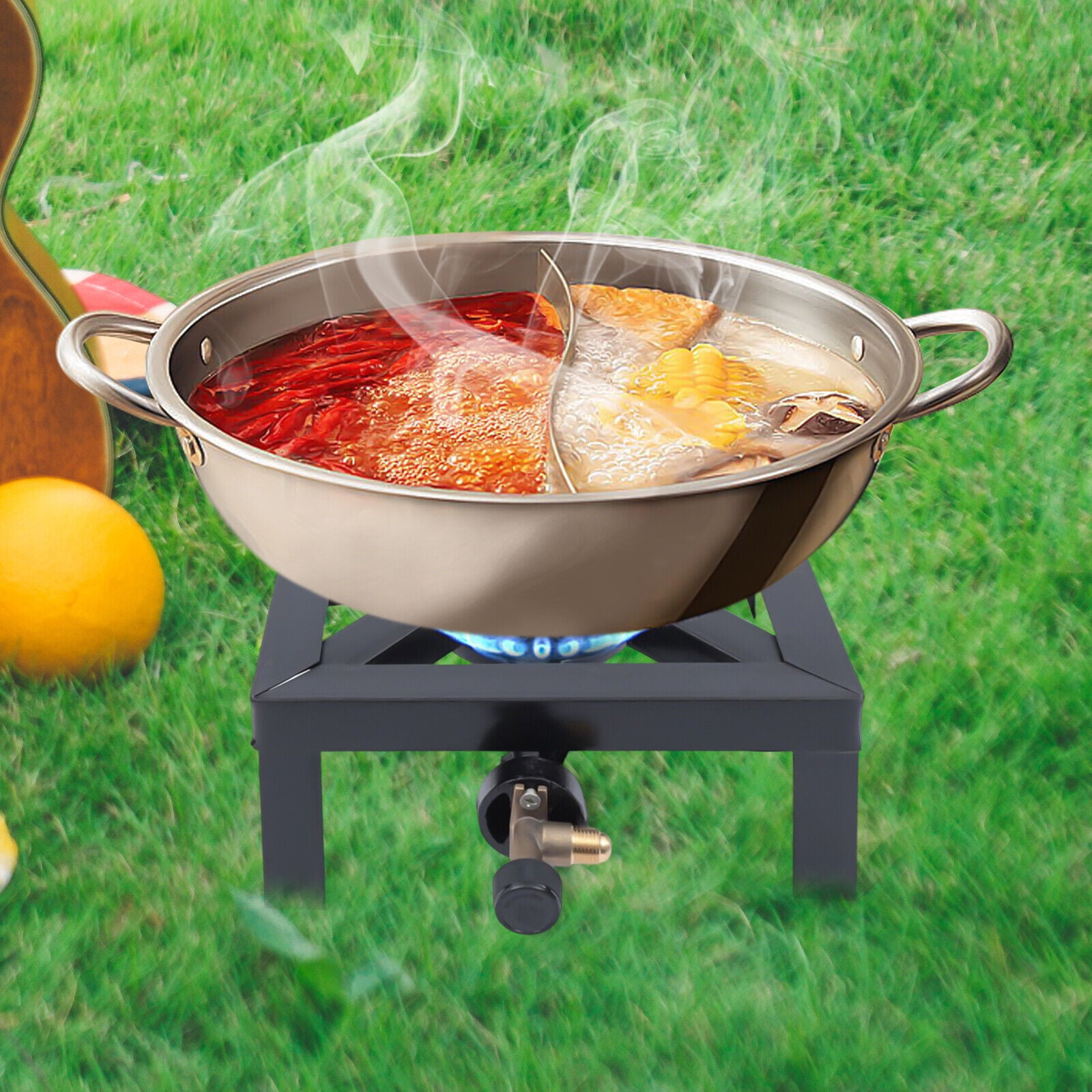 DENEST Single Burner Gas Stove Outdoor BBQ Propane Cooker Picnic Grill Stove Adjustable