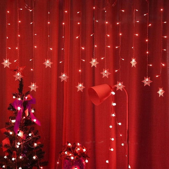 QWZNDZGR Christmas Holiday LED Decoration Lights Fairy Bedroom String Garland Lighting Curtain Lights christmas party lights outdoor