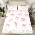 thumbnail image 2 of Castle Fairy Floral Bow-Tie 4-Piece Full Size Sheets for Teens Girls Kids,Chic Pink Flower Bed Sheets,Dreamy Princess Lightweight Sheet Sets,Ultra Soft Home Decor, 2 of 7