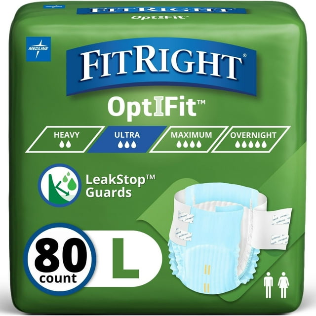 Pañales para adultos FitRight Ultra Heavy Absorbency L 44-56 pulgadas 80C