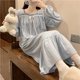 thumbnail image 5 of Camisón de algodón de manga larga estilo princesa para mujeres embarazadas ropa de dormir hasta el tobillo de talla grande primavera Otoño Invierno, 5 of 5