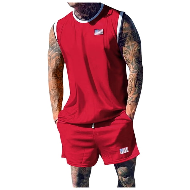 toraway Ensemble de Mode pour Hommes 2 Pcs Tenues 2 Pcs pour Hommes Gilet Patchwork Hipster et Ensemble Court Survêtements de Sport TG