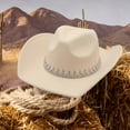 thumbnail image 6 of Segolike Western Cowboy Hat Wide Brim Hat, Bridal Engagement Party Summer Cowgirl Hat, Sun Hat for Camping Travel Events Fishing Teens Beige, 6 of 8